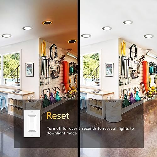 CycevSun Brushed Nickel Recessed Lighting 6 Inch with Night Light, 12 Pack