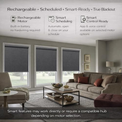 ZSHINE Motorized Blackout Roller Shades Remote Control Rechargeable(82164E)