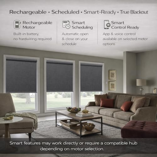 ZSHINE Motorized Blackout Roller Shades Remote Control Rechargeable(82164E)