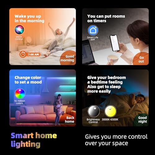 Smart Wood Flush Mount Ceiling Light with Remote 12"