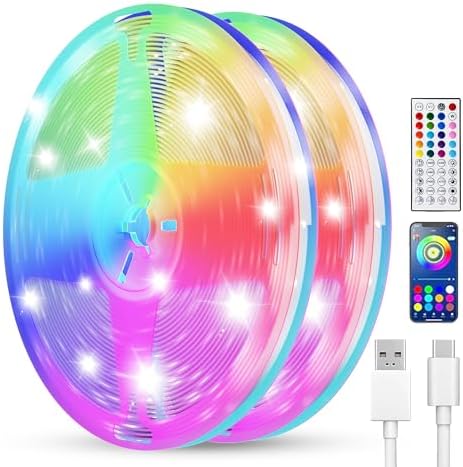 Smart LED Strip Lights 200FT (2 Rolls of 100 ft) for Bedroom App Control Lighting Bedroom Rome Decor with Remote, RGB Music Sync Color Changing LED Lights for Party,Game Room