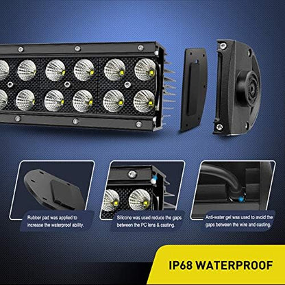 Nilight - NI07B-120W 22" 120w LED Light Bar Flood Spot Combo Driving Lights Fog Lamp off road led lights for SUV ATV Truck 4x4 Boat ,2 Years Warranty