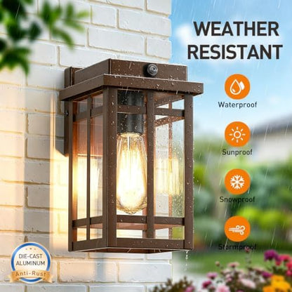 9.76'' Dusk to Dawn Outdoor Wall Light 2 Packs, Brown