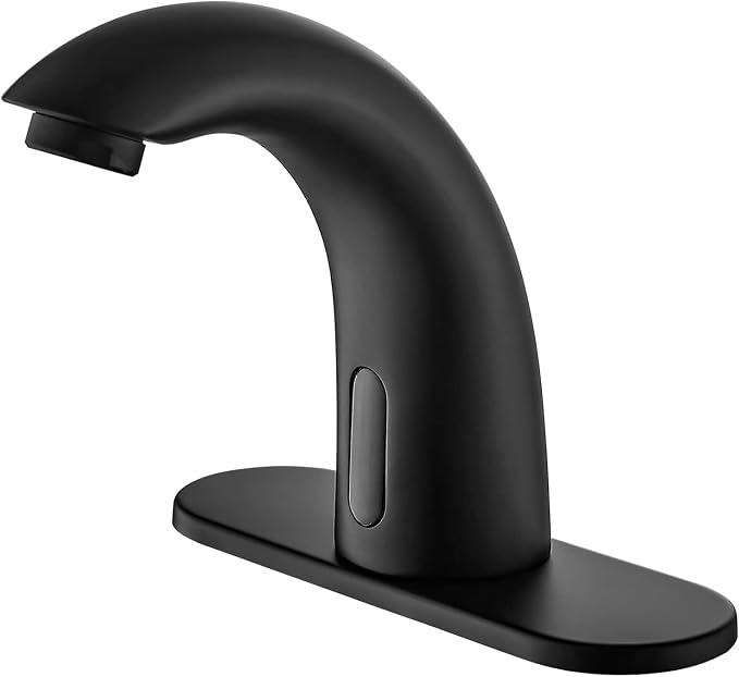 Touchless Bathroom Sink Faucet - Automatic Motion Sensor - Battery Operated for Commercial Lavatory Bathroom, Matte Black