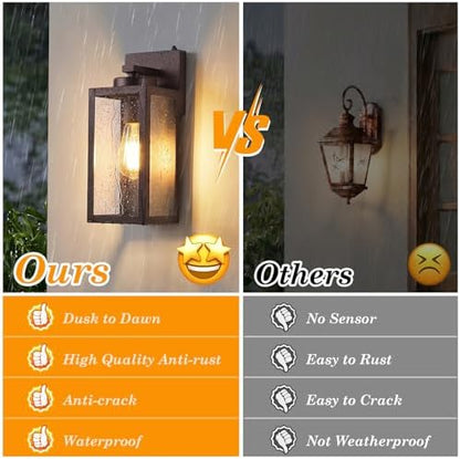 BesLowe Upgraded Dusk to Dawn Outdoor Wall Lights, Brown, 2-Pack