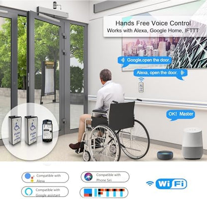 Olideauto Handicap Push Button Door Opener,Auto Door Opener with Wireless Narrow Stainless Steel Handicap Push Buttons Olide-511 and 550lbs Fail Security Electric Strike