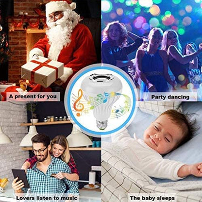 LED RGB Bulb Light Smart Bluetooth Music Speaker Changing Color Lamp Shower Head with Remote for Living Room Bathroom