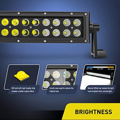 Nilight - NI07B-120W 22" 120w LED Light Bar Flood Spot Combo Driving Lights Fog Lamp off road led lights for SUV ATV Truck 4x4 Boat ,2 Years Warranty