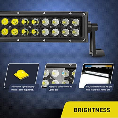 Nilight - NI07B-120W 22" 120w LED Light Bar Flood Spot Combo Driving Lights Fog Lamp off road led lights for SUV ATV Truck 4x4 Boat ,2 Years Warranty