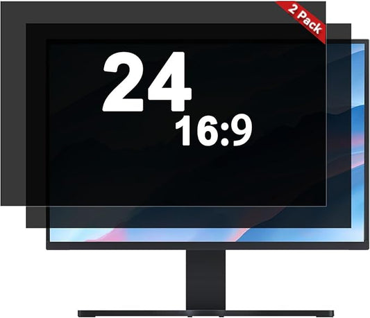 [2-Pack] 24 Inch Computer Privacy Screen Filter (16:9 Aspect Ratio) - Removable, Anti Glare & Blue Light Blocking, Compatible with HP Dell ASUS Acer Samsung Monitors