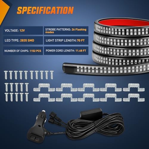 Nilight 2PCS 70 Inch Running Board LED Lights Strip Blue for Truck