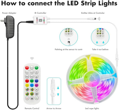 Led Lights for Bedroom 32.8FT Smart IC+RGB Strip Lights