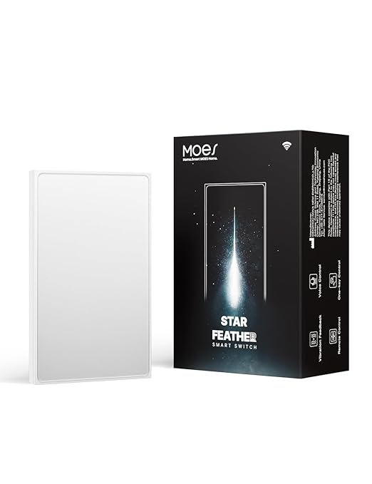 MOES Full Touch Smart Switch, ZigBee SF(Star Feather 2026 Version) Wall Light Switch, Neutral Wire Required, Anti-Glare Panel,Work with Smart Life/Tuya App, Alexa and Google Home White 1 Gang