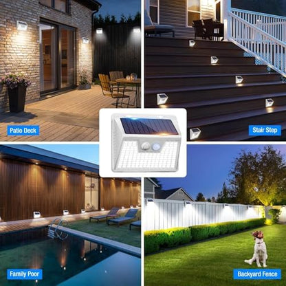 Solar Lights Outdoor Waterproof, 10 Pack 140LED Ultra-Bright Motion Sensor Light, 3 Modes Solar Powered Fence Lights, Solar Security Wall Lights for Garden Yard Outside(Cool White)