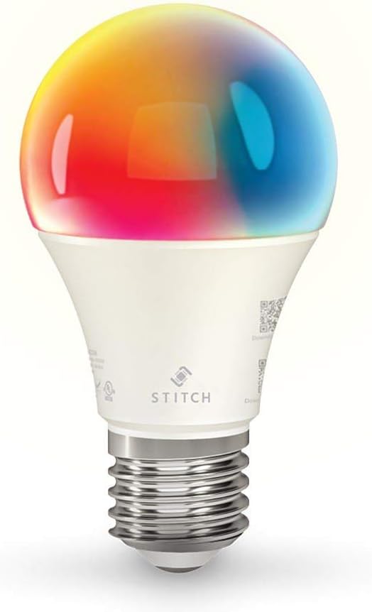 Stitch Smart Wi-Fi RGB Light Bulb, 9W LED RGB Color and Warm, Cool White, A19 E26 Compatible with Google Home for Touchless Control