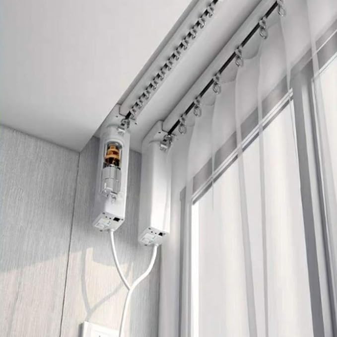 Smart Curtains System Electric Curtain Track with Automated Rail Electric Remote Controlled Drapery System Smart Home Curtain Rod Remote Control Curtain(19.6FT)