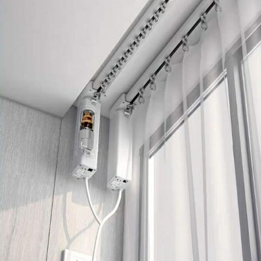 Smart Curtains System Electric Curtain Track with Automated Rail Electric Remote Controlled Drapery System Smart Home Curtain Rod Remote Control Curtain(19.6FT)