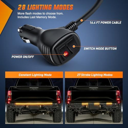 Nilight 48 Inch 288 LED Tailgate Strobe Light Strip Amber