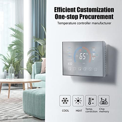 Smart Thermostat, Heat Pump Room Thermostat Temperature Controller 4.8 Inch Color LCD Screen Programmable Touch Control for Home Office Hotel