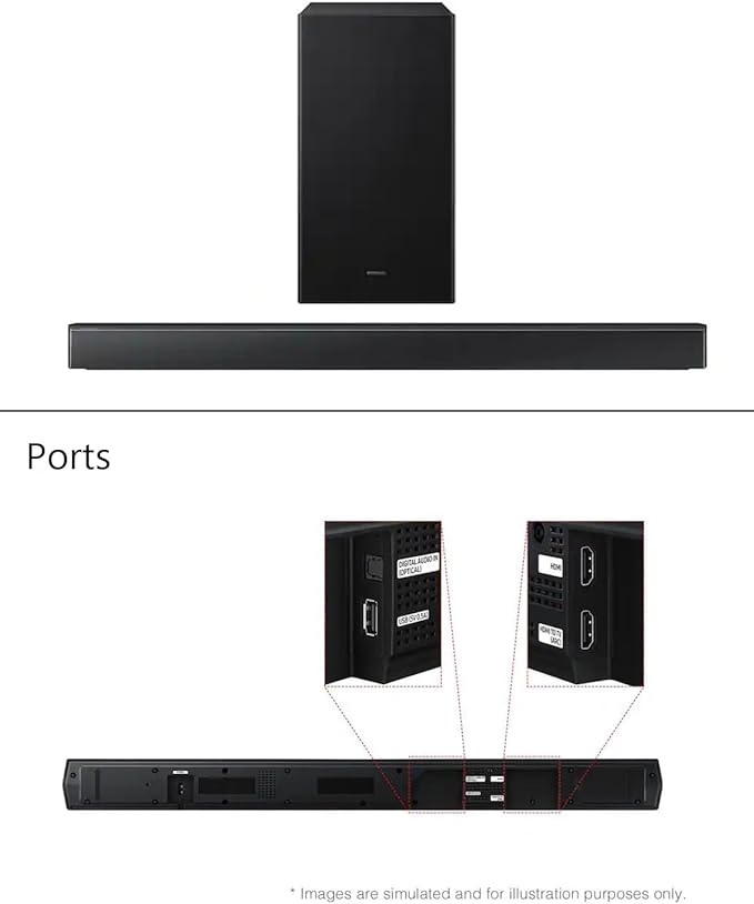 Samsung Soundbar HW-B650F 3.1ch with Subwoofer, Dolby Audio, Powerful Bass Sound Bar for TV, Clear Dialogue, Home Theater Audio System for Movies, Gaming & Music
