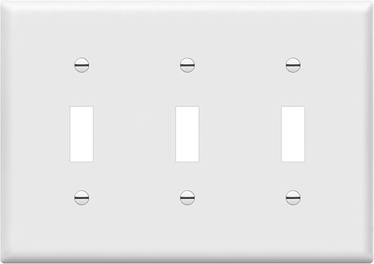 ENERLITES Triple Light Switch Wall Plate, Gloss Finish, Standard Size 3-Gang 4.50" x 6.38", Unbreakable Polycarbonate Thermoplastic, 8813-W, White