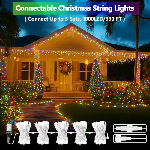 200 LED Connectable String Lights, 66FT Christmas Lights Outdoor Indoor