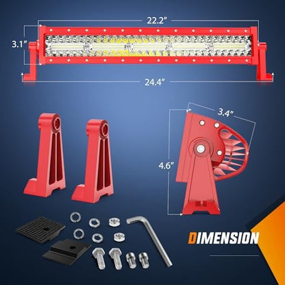 Nilight LED Light Bar 22 Inch with Wiring Kit on Truck SUV UTV, Red Shell