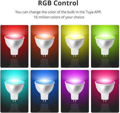 BENEXMART WiFi MR16 Tuya Smart Led Bulbs, 12V 5W RGBCW Dimmable Spotlighting GU5.3 LED WiFi Bulb, Compatible with Alexa Google Home Voice Control (6)