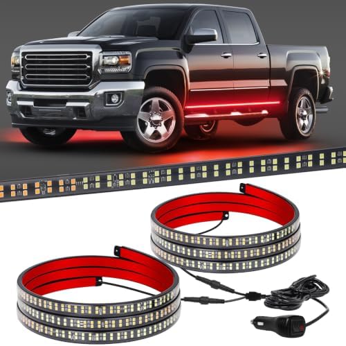 XRIDONSEN 2 Pack 70-inch Truck Red Running Board Emergency Lights Strip