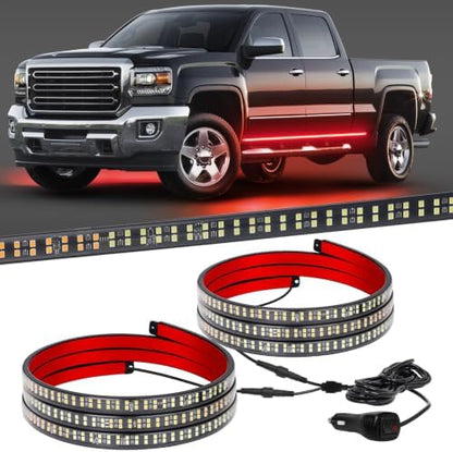 XRIDONSEN 2 Pack 70-inch Truck Red Running Board Emergency Lights Strip