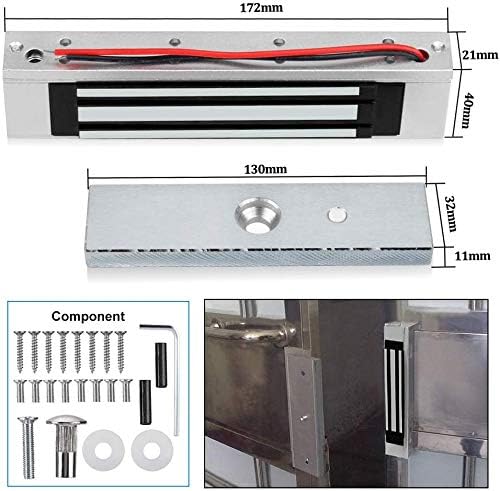 LIBO Complete RFID Access Control System Fingerprint Access Controller Keypad, DC12V Power Supply Transformer, 180kg/350lbs Electric Magnetic Lock with Door Switch Button, 125KHz ID Cards Keychains