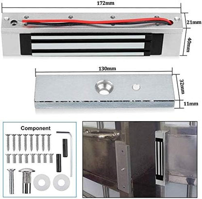 LIBO Complete RFID Access Control System Fingerprint Access Controller Keypad, DC12V Power Supply Transformer, 180kg/350lbs Electric Magnetic Lock with Door Switch Button, 125KHz ID Cards Keychains