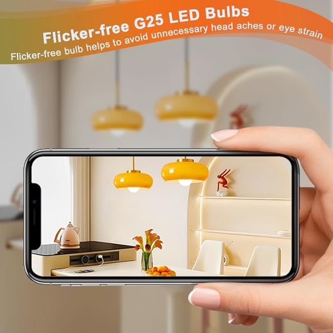 G25 LED Globe Light Bulbs,120V 5W(60W Equivalent), 3000K CRI85+ Warm White Bathroom,E26 Base,Eye-Friendly Vanity Round, Perfect for Vanity Makeup Mirror, Non-Dimmable (2 Pack)