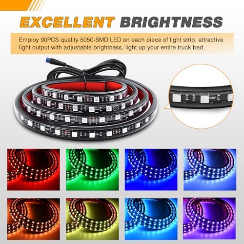 GOOACC RGB Truck Bed Light Strip 3PCS 60" 270 LEDs Neon Accent Lighting