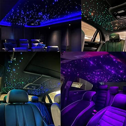 AZIMOM Dual Color 32W 1100pcs Sound-Activated Fiber Optic Starlight Headliner Kits 0.03in 13.1ft Fiber Strands APP/Bluetooth Remote Control Music Sensory Star Ceiling Home Car Roof Decor