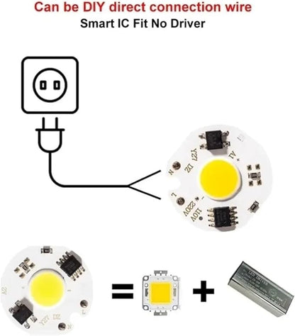 6Pcs/lot LED 3W 5W 7W 10W 12W COB Chip Lamp 220V Smart IC No Need Driver LED Bulb for Flood Light Cold White Warm White(Red,220V_7W)