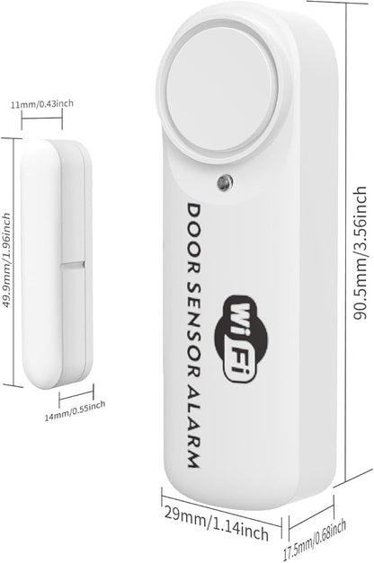 Smart WiFi Door & Window Alarm Sensor Chime (4-Pack) - 100dB Burglar Alert for Kids Safety & Home Security, Alexa/Google/Tuya Compatible, Wireless for House, Apartment, Garage (4PCS)