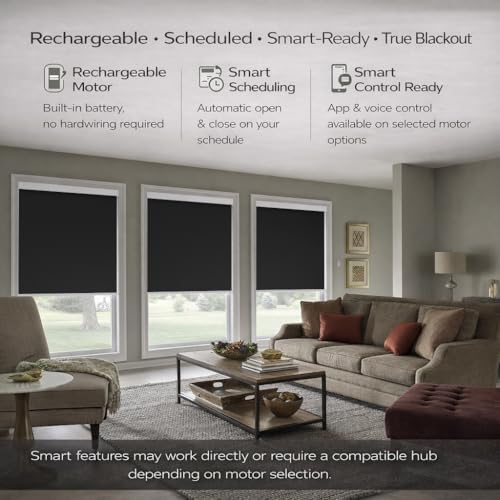 ZSHINE Motorized Blackout Roller Shades Remote Control Rechargeable(82010M)