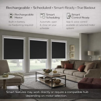 ZSHINE Motorized Blackout Roller Shades Remote Control Rechargeable(82010M)