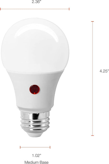 Sylvania Dusk to Dawn A19 LED Light Bulb with Auto On/Off Light Sensor, 60W=9W, 800 Lumens, 2700K, Soft White - 6 Pack (41257)