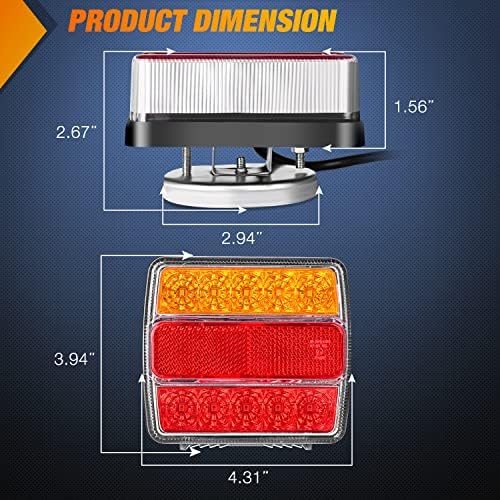 Nilight Magnetic LED Trailer Towing Light Kit 24ft Cable 7 Pin Plug