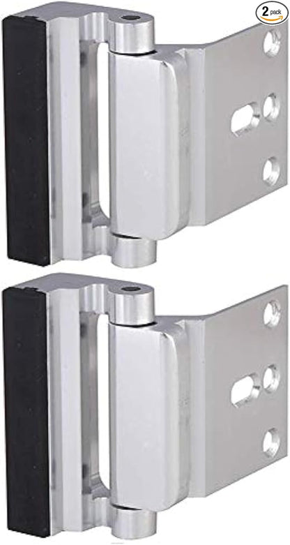 2 Pack Door Reinforcement Security Locks with 8 Screws, Childproof Night Lock Withstands 800 Lbs - Silver