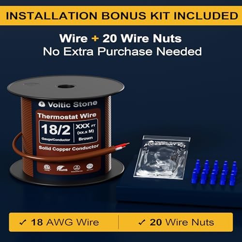 18/2 Thermostat Doorbell HVAC Wire, True Gauge 18 AWG 2 Conductor Solid Copper Control Cable, ETL Listed CL3R/CMR Riser Rated Flame-Retardant, RoHs, for 0-30V Low Voltage Systems - 500FT