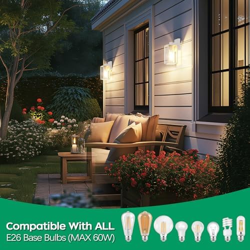 WIHTU Outdoor Front Porch Light Wall Mount, Exterior Lighting Fixture 1Pack