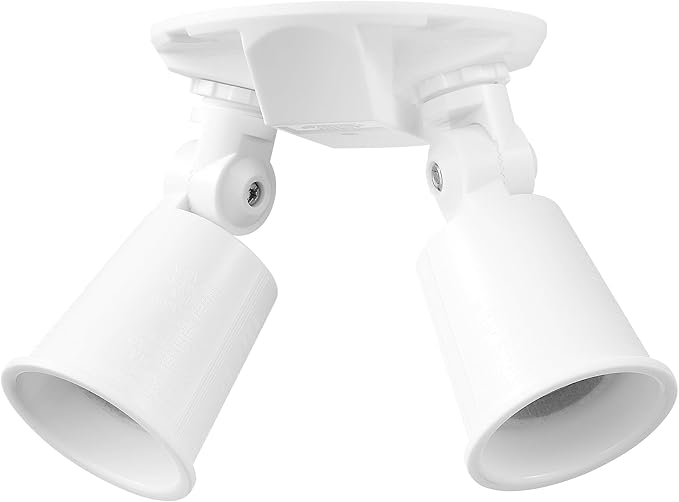 Globe Electric 240 W Twin Head White Hardwired Switch Activated Security Flood Light, Spotlight, Outdoor, Outside House Lights