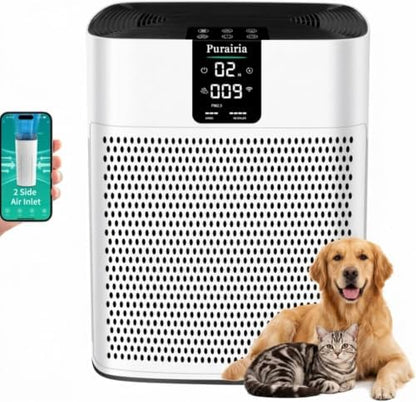 Air Purifiers for Home Bedroom Pets, HEPA Air Purifier for Pets Hair Dander Odor,Smart Air Cleaner with Sleep Mode 22dB,App Control,Air Quality Sensor Large Room,Office Up to 2400 sq.ft (Bright White)