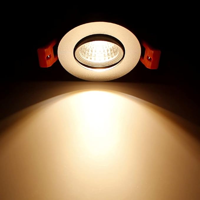 2Inch LED Recessed Ceiling Light, 3W Dimmable LED Downlight, 60 Beam Angle COB Recessed Lights with Driver, Warm White 3000K-3500K, 25W Halogen Bulbs Equivalent for Ceiling Lighting, Silver 1Pack