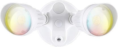 LEONLITE 3CCT Dusk to Dawn LED Security Lights, Adjustable Dual-Head Flood Light Outdoor with Photocell, 3000K/4000K/5000K Selectable, 25W(200W Equiv.), Wet Location, Aluminum, ETL Listed, White