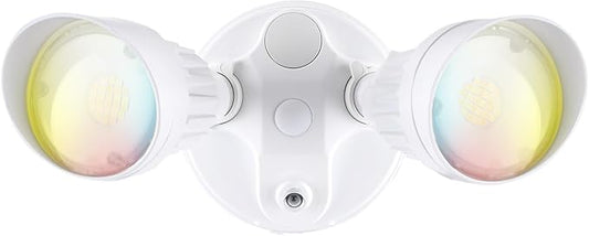 LEONLITE 3CCT Dusk to Dawn LED Security Lights, Adjustable Dual-Head Flood Light Outdoor with Photocell, 3000K/4000K/5000K Selectable, 25W(200W Equiv.), Wet Location, Aluminum, ETL Listed, White