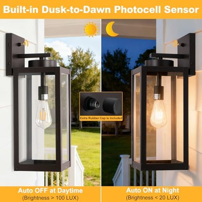 20" Oil Rubbed Bronze Dusk to Dawn Outdoor Wall Lights with Closed Bottom
